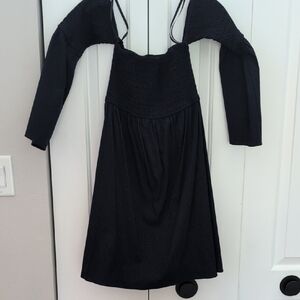 Milly Navy Off-Shoulder Long Sleeve Dress